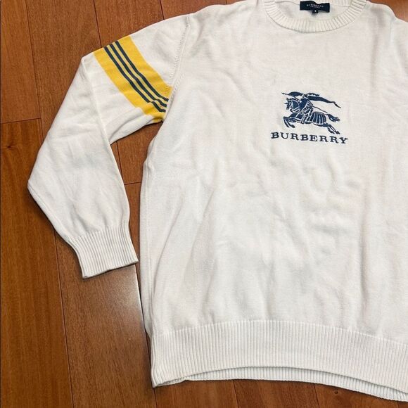 Burberry Vintage Y2K crewneck sweater with the Equestrian Knight strips Size 8 - Picture 5 of 11